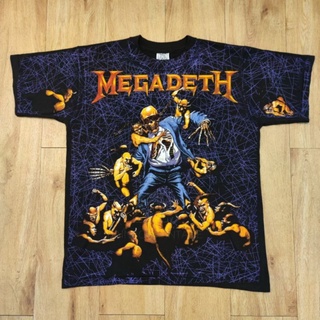 MEGADETH OVERPRINT ด้ายม่วง เสื้อวง เสื้อทัวร์