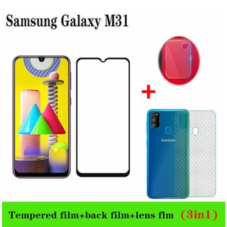 (3 in 1) ฟิล์มกระจกนิรภัย+เลนส์กล้องสําหรับ samsung galaxy m 31 m 20 m 10