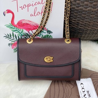 📌Coach 75575 PEBBLE LEATHER PARKER SHOULDER BAG OXBLOOD 📌size : 10 1/4 inc (L) x 7 inc (H) x 4 1/4 inc (W)