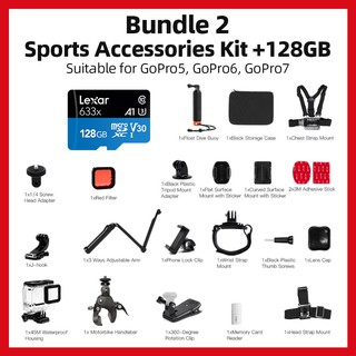 Sports Accessories Kit Gopro  ชุดอุปกรณ์เสริมสำหรับ gopro7 / 6 / 5 + 128 GB SD Card