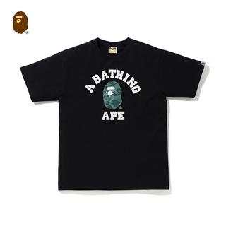 HH BAPE mens spring and summer classic ape-man head letter printing camouflage pattern solid color เสื้อยืดคอกลม