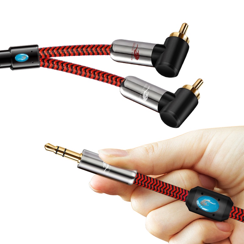 Golley LION อะแดปเตอร์แยกสายเคเบิ้ลเสียง 3.5 มม. เป็น 2RCA Y Aux สําหรับเครื่องเล่น MP3 เครื่องขยายเสียง