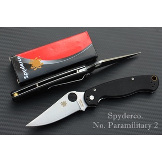 มีดพับSpyderco รุ่น Paramilitary 2 ด้ามจับ G10 สีดำ ขนาด 8 นิ้ว OEM ( AAA )