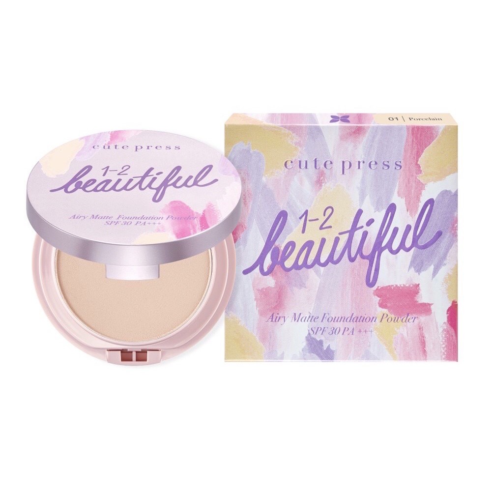 Cute Press แป้งงามผิว แป้งพัฟ 1-2 Beautiful Airy Matte powder คิวท์เพรส วัน-ทู-บิวตี้ฟูล แอร์รี่ แมทท์ SPF30 PA+++ 13ก.