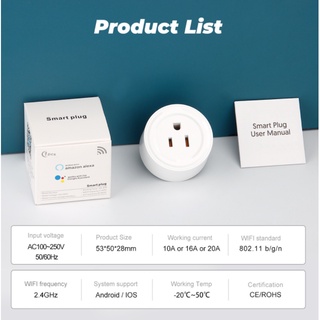 SMATRUL Tuya wifi Smart Plug 20A+ วัดพลังงาน - ปลั๊กไฟ ปลั๊กอัจฉริยะ ควบคุมผ่านแอพ เบ้าเครื่องทำน้ำอุ่นSmartlife