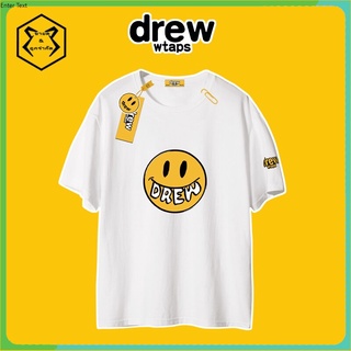 เสื้อยืดสีดำอินเทรนด์เสื้อคอกลม แขนสั้น ผ้าฝ้าย พิมพ์ลายป้ายแท็ก Drew สําหรับผู้ชาย และผู้หญิงS M L   XL  XXL