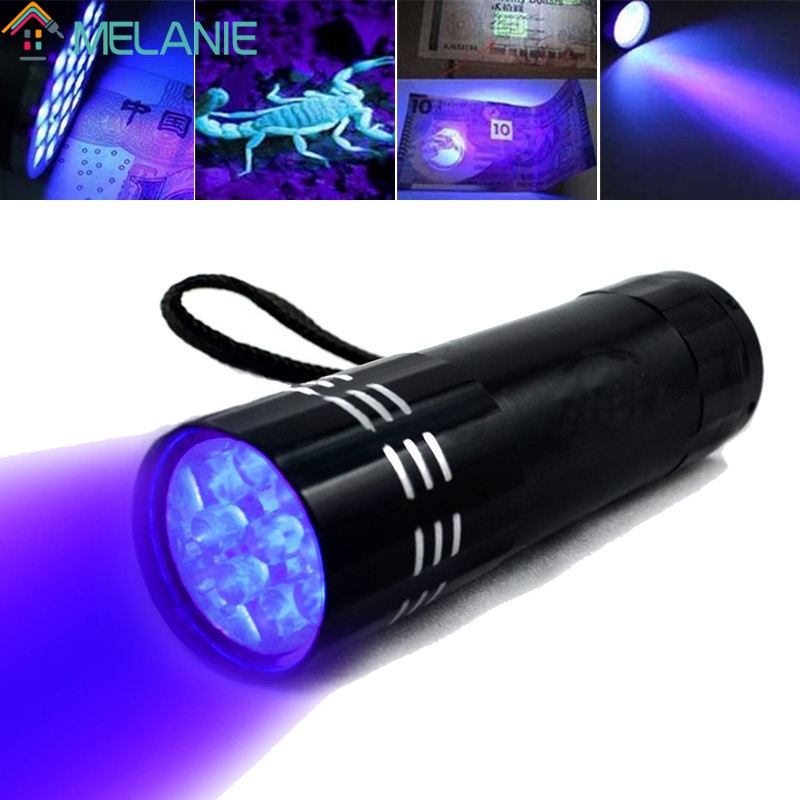 ไฟฉาย LED UV 9 ดวง อลูมิเนียมอัลตราไวโอเลต ขนาดเล็ก แบบพกพา สําหรับตรวจจับปัสสาวะสุนัข แมว คราบแห้ง และแมลง