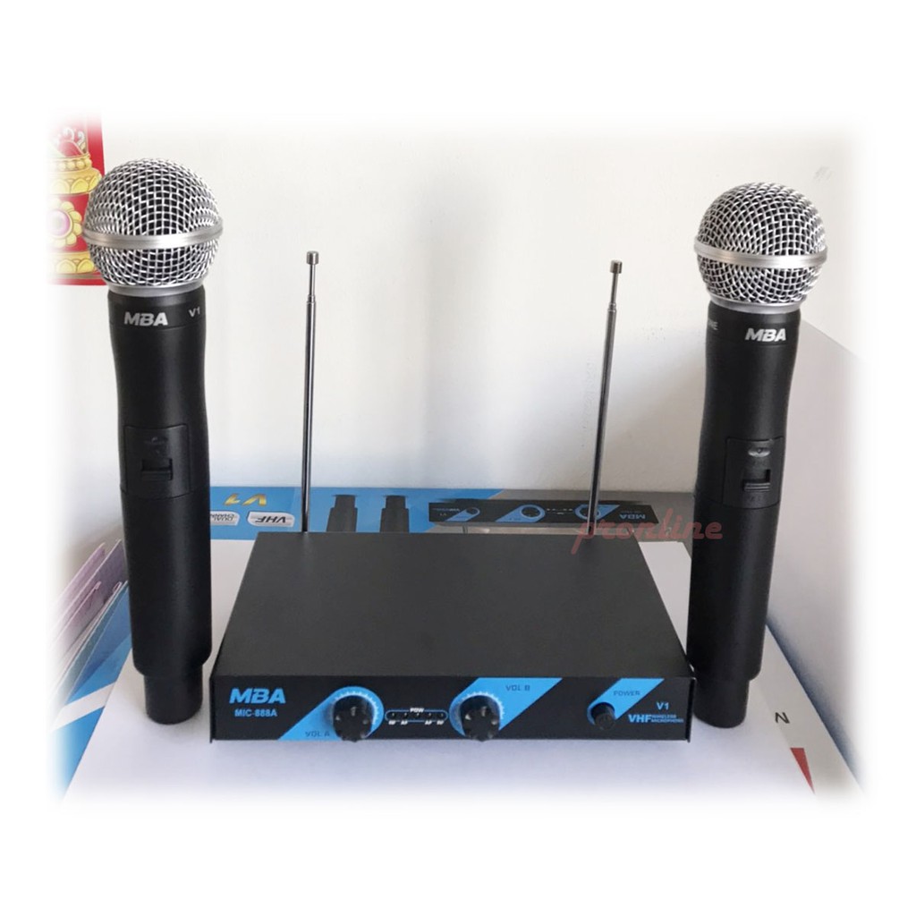 MBA ไมค์โครโฟน ไมค์ไร้สาย ไมค์ลอยคู่ ประชุม ร้องเพลง พูด UHF Wireless Microphone รถ่าน MIC-888A U2 V1