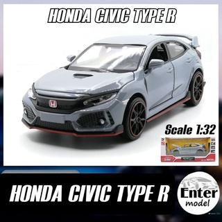 โมเดลรถ​ HONDA CIVIC FK TYPE​ R สีเทาแลมโบ [งานลิขสิทธิแท้จาก MAKEDA​]​ เปิด​ได้​หลา​ยส่วน​ สเกล 1/32
