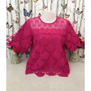 เสื้อลูกไม้ อก40-42 #เสื้อลูกไม้สาวอวบ#แขนสามส่วน#รุ่น4216