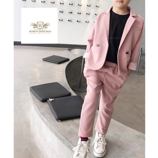 📍Pink Cute Suit สูทสีชมพู ขุดสูทเด็ก ขนาด 80 ถึง 160 ผ้าดี สูทเด็ก สูทสีชมพูพาสเทล เซท 2 ชิ้น เสื้อนอกมีซับ+กางเกงเอว...