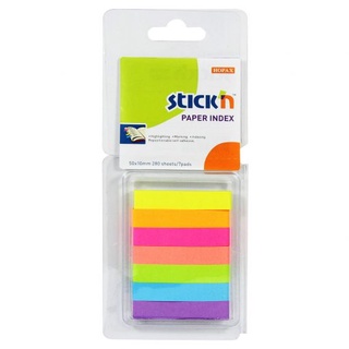 STICKN กระดาษโน้ตดัชนี  #21355 ขนาด 50x10 มม. (7 สี/แพ็ค) คละสีนีออน (PC)