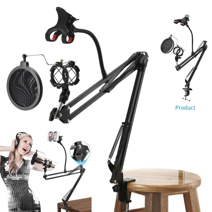 ขาตั้งไมโครโฟน ไมโครโฟน Pop Filter Arm Table Clip Holder HP Clip Smule 35