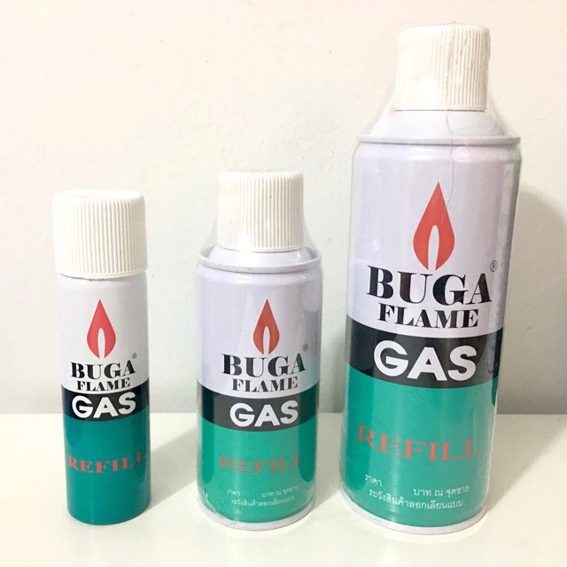 BUGA FLAME GAS แก๊สเติมไฟแช็คกระป๋อง ขนาด 290มล หรือ 200 กรัม กระป๋อง