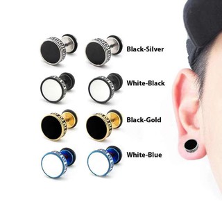 ต่างหู ตุ้มหู จิว ต่างหูผู้ชาย Barbell Titanium Steel Men Earrings Punk Anti allergy Piercing Ear Stud Male  - 1 ข้าง