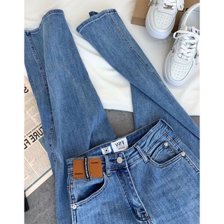 jean พร้อมส่ง กางเกงยีนส์ผู้หญิงทรงกระบอก กางเกงขายาวเอวสูง ขากระบอกเล็กสีสวย