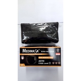 Medimask Face Mask หน้ากากอนามัยทางการแพทย์สีดำ,สีชมพู,สีฟ้า,สีเขียว,สีส้ม,สีม่วง,สีขาว,สีเหลือง บรรจุ 50 ชิ้น พร้อมส่ง