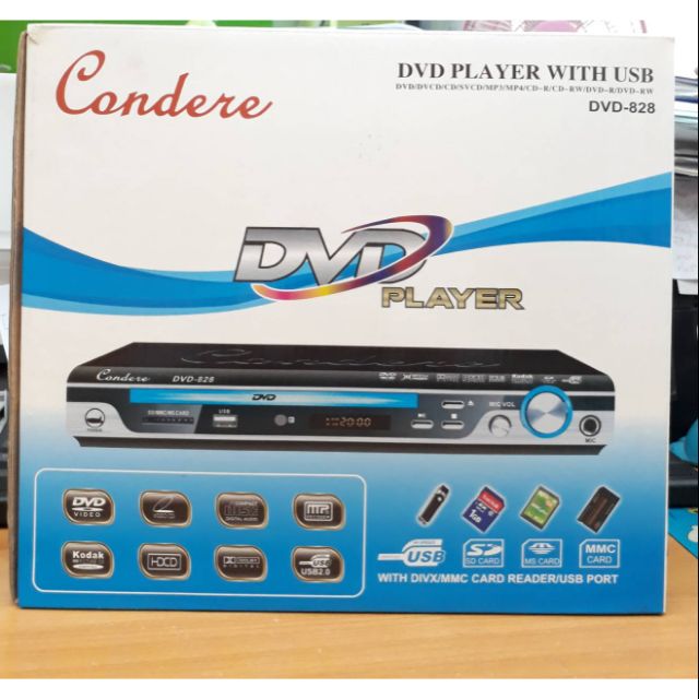 เครื่องเล่นดีวีดี Condere DVD-828 PLAYER DVD/VCD/SVCD/CD-R/MP3/MP4/HDCD/CD-RW/