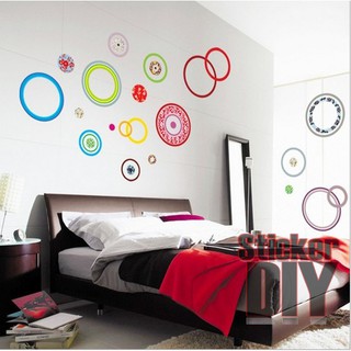 Transparent Wall Sticker สติ๊กเกอร์ติดผนัง Color Circle Art (กว้าง215cm.xสูง95cm.)