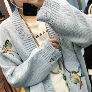เสื้อคลุม คาร์ดิแกนปักนก คนตัวเล็กใส่แบบฮิปๆ คนตัวใหญ่ใส่สบายๆค่ะ