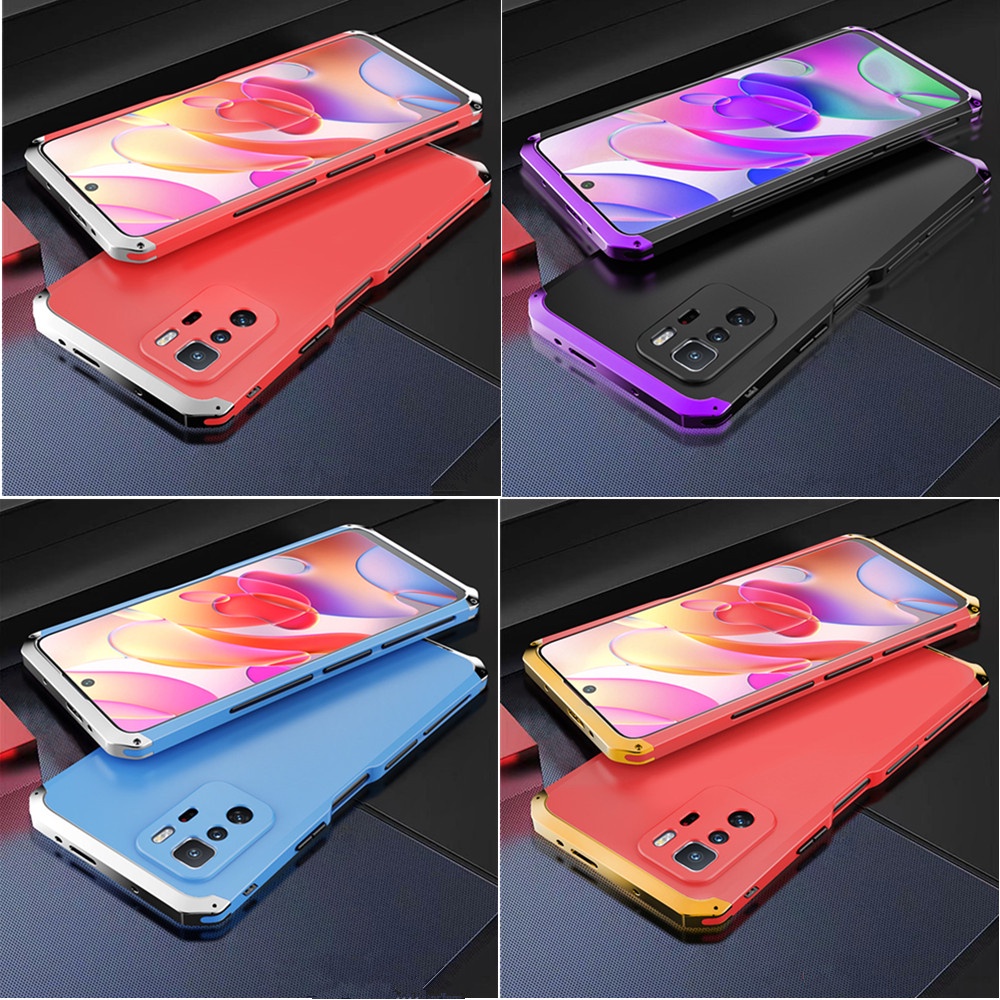 Luxury Aluminum Case For Xiaomi Redmi Note 7 8 10 Pro K30 K30i K40 K40 Pro+ Poco X2 F2 F3 X3 GT M3 M4 Pro 5G Hybrid Armor Metal Bumper &amp; Hard plastic Shockproof  Protective Back Cover