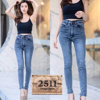 🍇2511 Vintage Denim Jeans by GREATกางเกงยีนส์ ผญ กางเกงยีนส์ยืด กางเกงแฟชั่นผู้หญิง เอวสูง ยีนส์ยืด เอวสูง