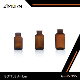 JJGLASS - ( AMORN ) BOTTLE  Amber - แจกันทรงขวด แฮนด์เมด สำหรับแต่งบ้านสวยๆ