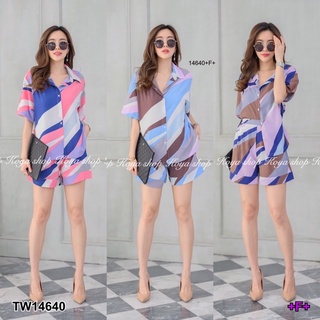 TW14640 Set2ชิ้น เสื้อเชิ้ตคอปก