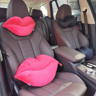 Car lumbar support pillow set big lips, cartoon car headrest, car cushion P5ov