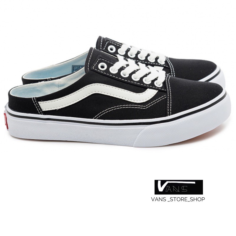 VANS OLD SKOOL MULE  BLACK TRUE WHITE SNEAKERS (JAPAN 🇯🇵) **ไม่มีขายในไทย สินค้ามีประกันแท้