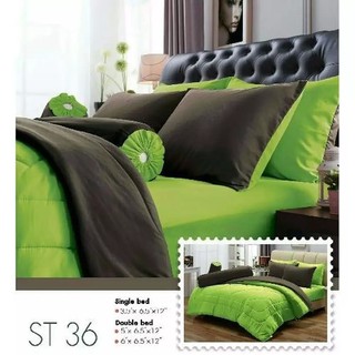 ชุดผ้าปูที่นอนสีทูโทน ลาย ST36 (Green) ชุดผ้าปู 3.5 ฟุต