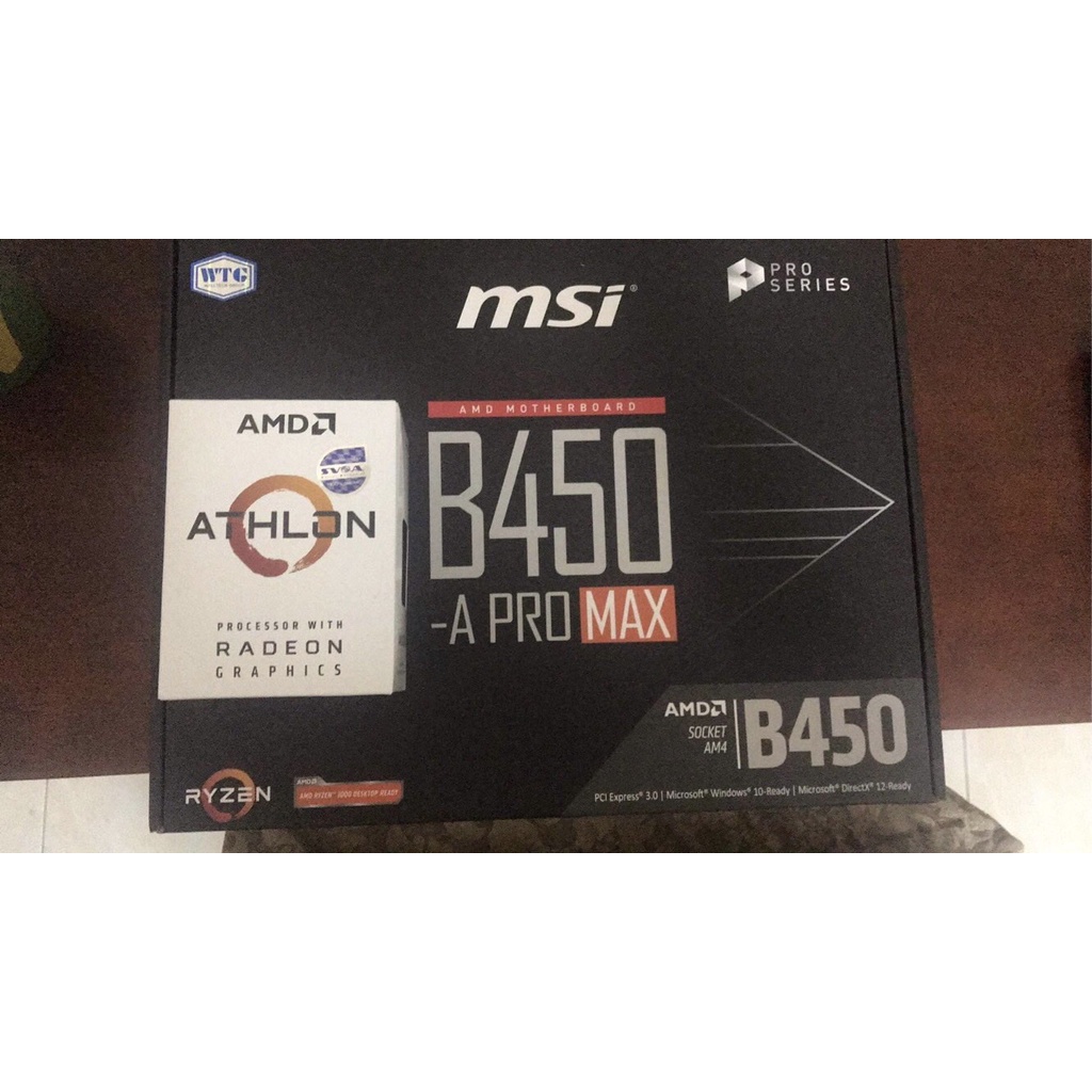 Promotion Pack คู่ MSI B450 A Pro Max + CPU AM4 AMD ATHLON 3000g