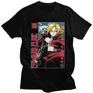 พร้อมส่ง เสื้อยืดแขนสั้น ผ้าฝ้าย พิมพ์ลาย Edward Elric Fullmetal Alchemist หลากสีสัน สไตล์ญี่ปุ่น สําหรับผู้ชาย