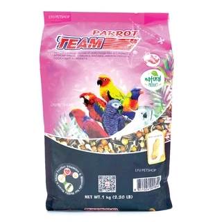 Team Parrot ทีมแพรอท อาหารนกแก้ว อาหารนกค๊อกคาเทล นกควอกเกอร์ พาราคีท นกไคอิก นกซันคอนัวร์ นกกระตั้ว ขนาด 1 กก.