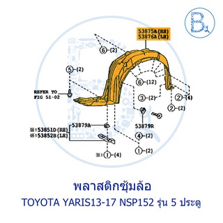 **อะไหล่แท้** พลาสติกซุ้มล้อ TOYOTA YARIS13-17 NSP152 รุ่น 5 ประตู