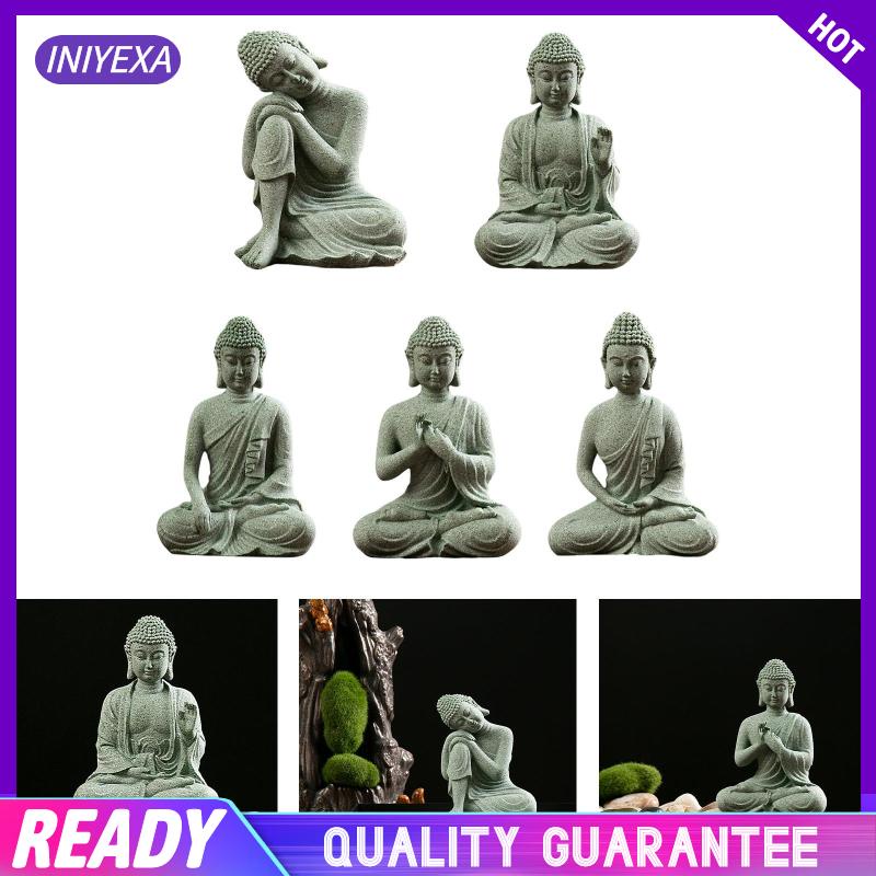 [Iniyexa] Sandstone พระพุทธรูปพุทธศาสนาตกแต่งเครื่องประดับ Rustic Oriental ตุ๊กตาสําหรับตกแต่งบ้าน Porch โต๊ะโต๊ะกลางแจ้ง