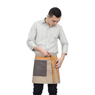 Han&amp;Co.MINI BISTRO ll-Brown Stripe ผ้ากันเปื้อนตัวสั้นรุ่น MINI BISTRO ll สีน้ำตาล