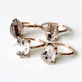 LUCY SUMMER Little queen coral พลอย Herkimer diamond แหวนเงินแท้