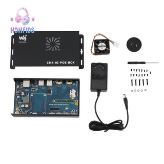 Waveshare PoE Mini-Computer for Raspberry Pi Compute ule 4 CM4, with Metal Case Cooling Fan, CM4-IO-POE-BOX-A, US Plug