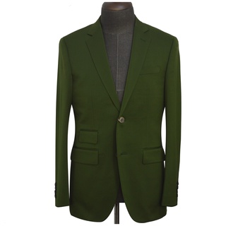 Notched Lapel Business Jacket Blazer Men_s Dark Green