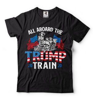 เสื้อยืดผ้าฝ้ายพิมพ์ลายแฟชั่น ขายดี เสื้อยืดลําลอง แขนสั้น พิมพ์ลาย All aboard the Trump Train 2024 DPmffp84PCjjoe41