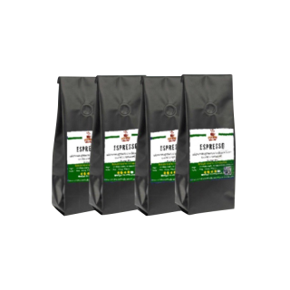 ราคาโปรเพียง  เมล็ดกาแฟคั่วสูตร Espresso 1 kg. (250g. x 4 ถุง) เข้ม หอม โดนใจ !