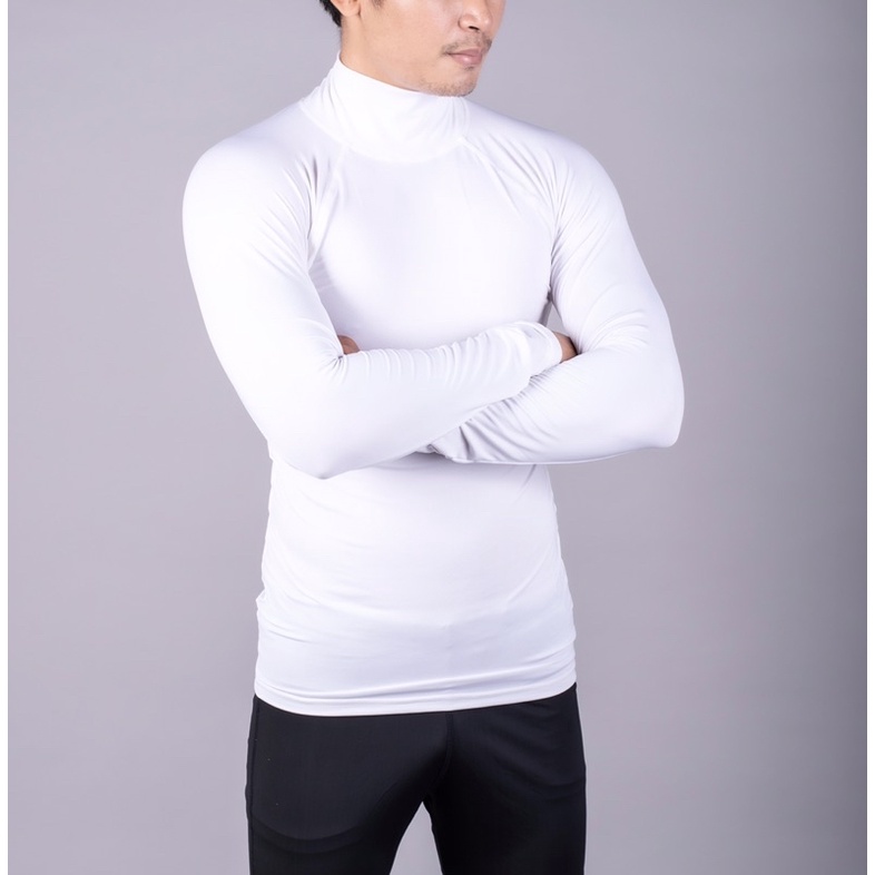 เสื้อแขนยาวรัดกล้ามเนื้อ Bodyfit สำหรับกิจกรรมออกกำลังกายทุกชนิด สีขาว
