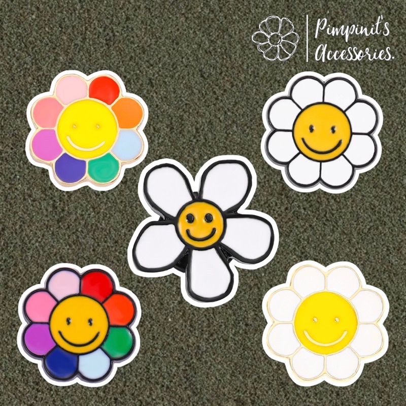 ร้านในไทยพร้อมส่ง : เข็มกลัดเซ็ทดอกเดซี่จิ๋ว | Mini Daisy Flower Enamel Brooch Pin Set.