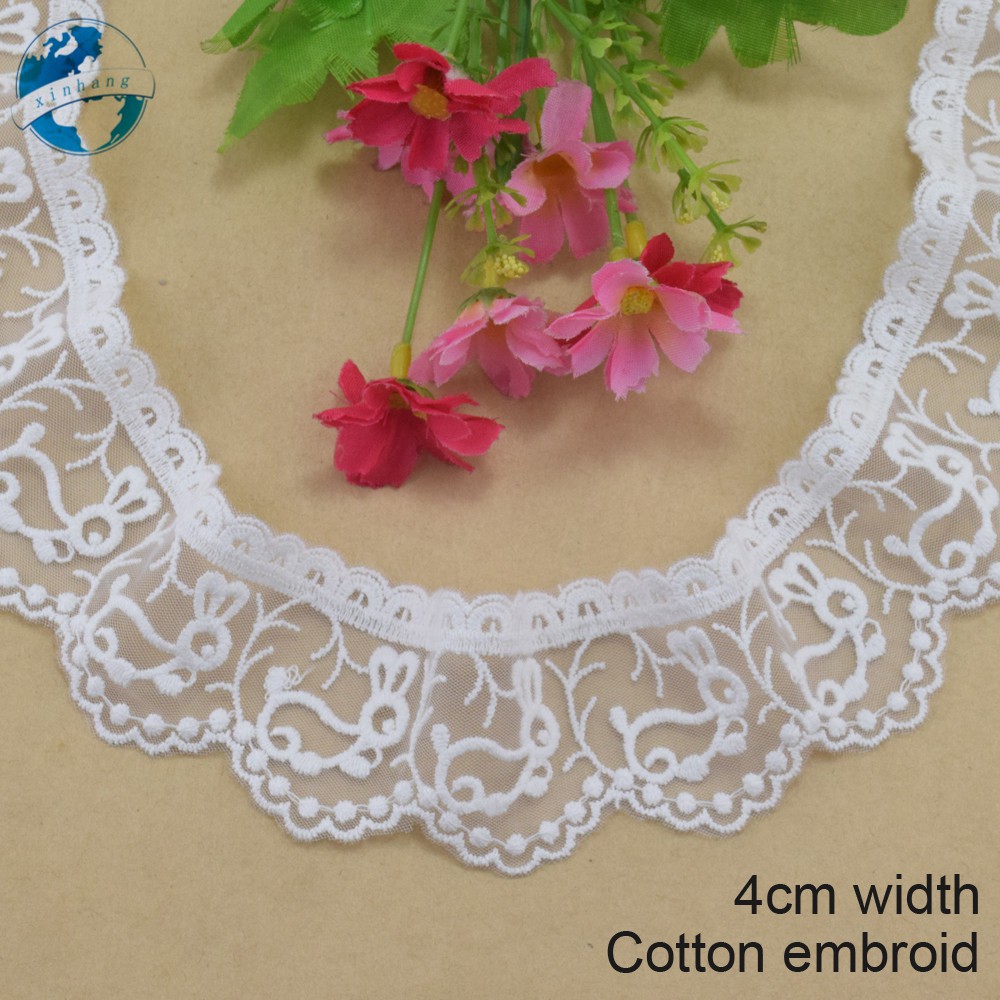 กว้าง 4 ซม.ผ้าฝ้ายเย็บปักถักร้อยขอบลูกไม้ลูกไม้ผ้า guipure diy trims มินิเดรสลูกไม้ริบบิ้น garment อุปกรณ์เสริม 2935
