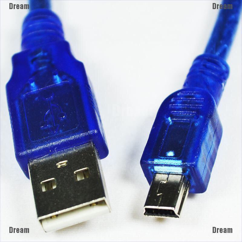 สายUSB 2.0 ความเร็วสูง สายเคเบิลข้อมูล USB Mini 5 พิน สำหรับกล้อง MP3 MP4 1 สายดำ น้ำเงิน