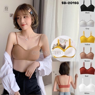 🔥พร้อมส่ง🔥 SB-20193 เสื้อในไร้โครงแบบสวม เสื้อในครอปแฟชั่น บราคอตตอนแฟชั่น บราสายเดี่ยวใส่สบาย