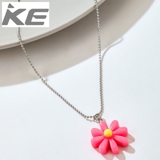 Simple Small Fresh Jewelry Pink Resin Flower Single Necklace Geometric Flower Necklace for gi