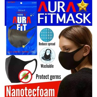 AURA FIT MASK หน้ากากกันฝุ่นกันโรคกระชับรูปทรงใบหน้า (คละสี)