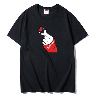 แขนสั้นcrew neckเสื้อยืดคอก ลมแขนสั้น Supreme Love Fingers Than Heart 6TvBS-XXXXL